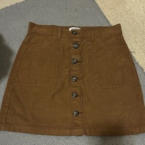 Kensie Brown Button-Front Mini Skirt